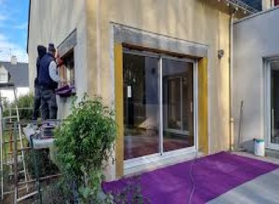 Ouverture de mur porteur en agglos et béton à Cricquebœuf